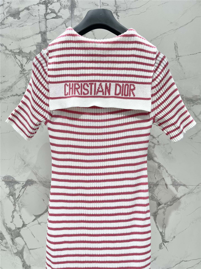 D10r navy neck short sleeve knitted dress replica clothes