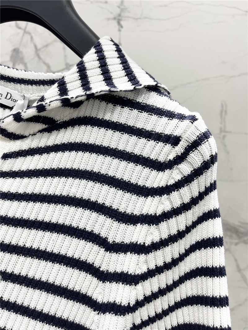 D10r navy neck short sleeve knitted dress replica clothes