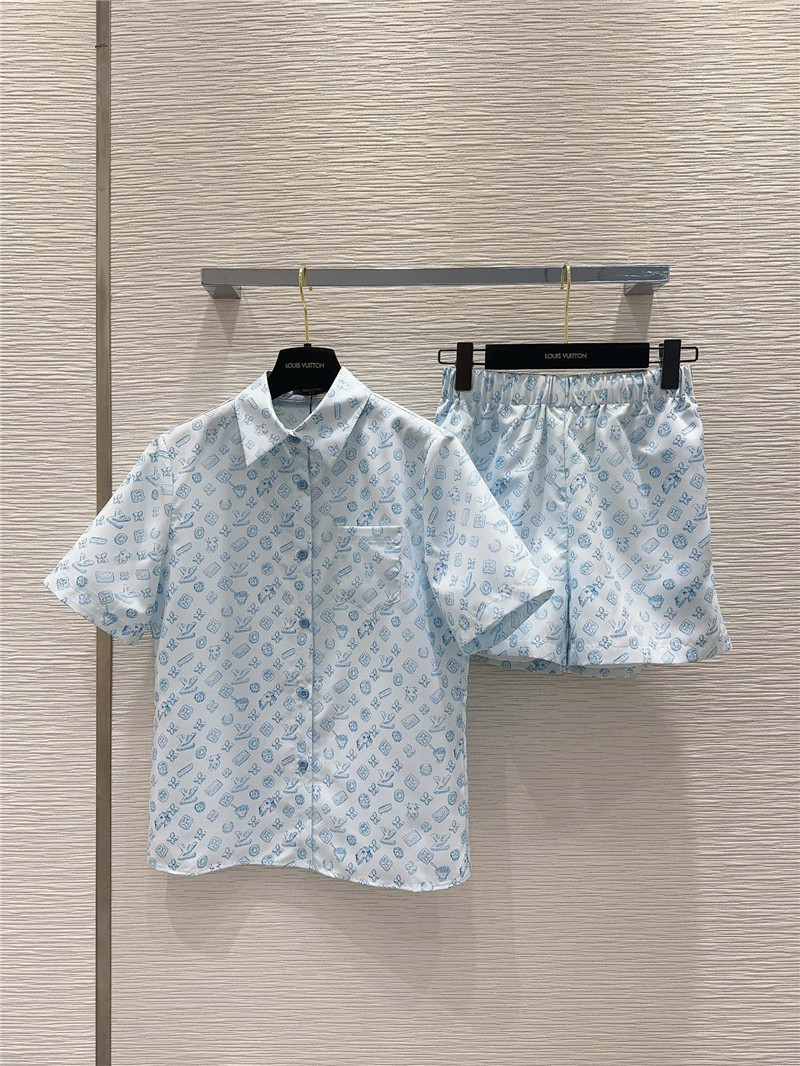 louis vuitton LV lapel shirt + shorts set replica clothing