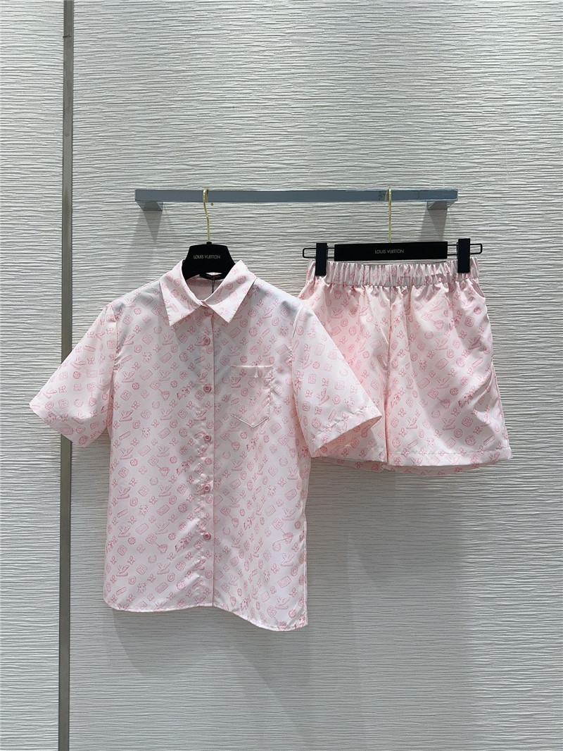 louis vuitton LV lapel shirt + shorts set replica clothing