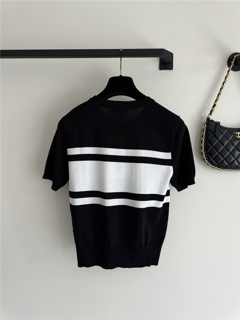 Ch**el logo colorblock knitted t-shirt