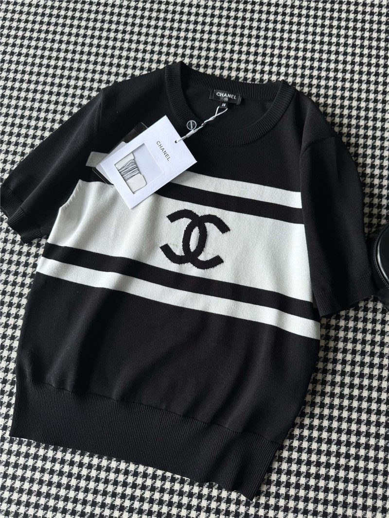 Ch**el logo colorblock knitted t-shirt