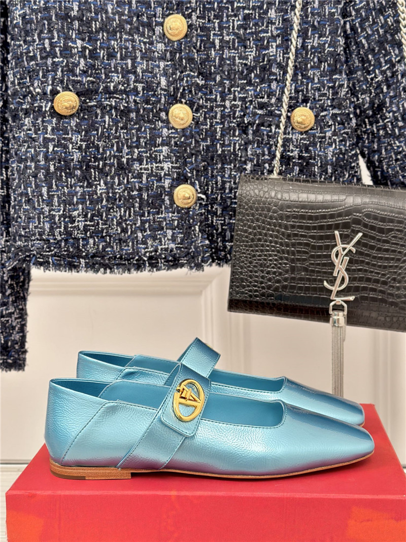 Va1e*ntin0 metal v buckle mary jane shoes replica designer shoes