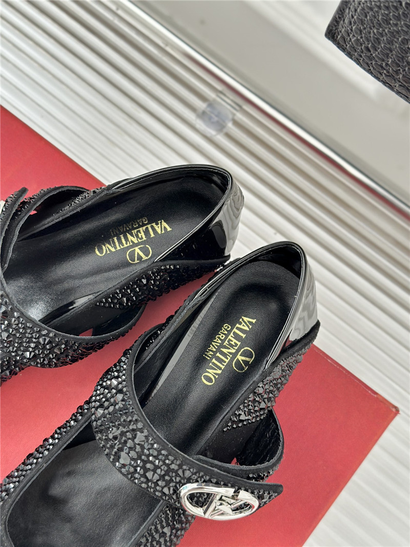 Va1e*ntin0 metal v buckle mary jane shoes replica designer shoes