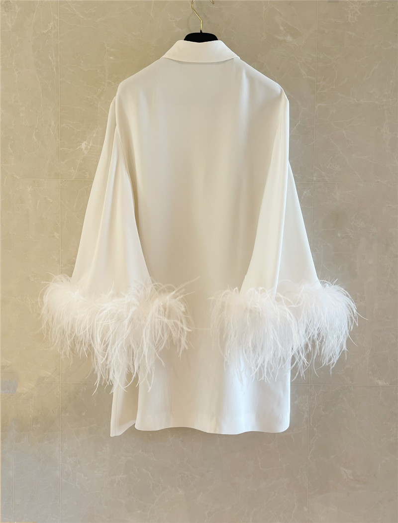 Va1e*ntin0 garavani feather-trimmed silk-crepe mini shirt dress