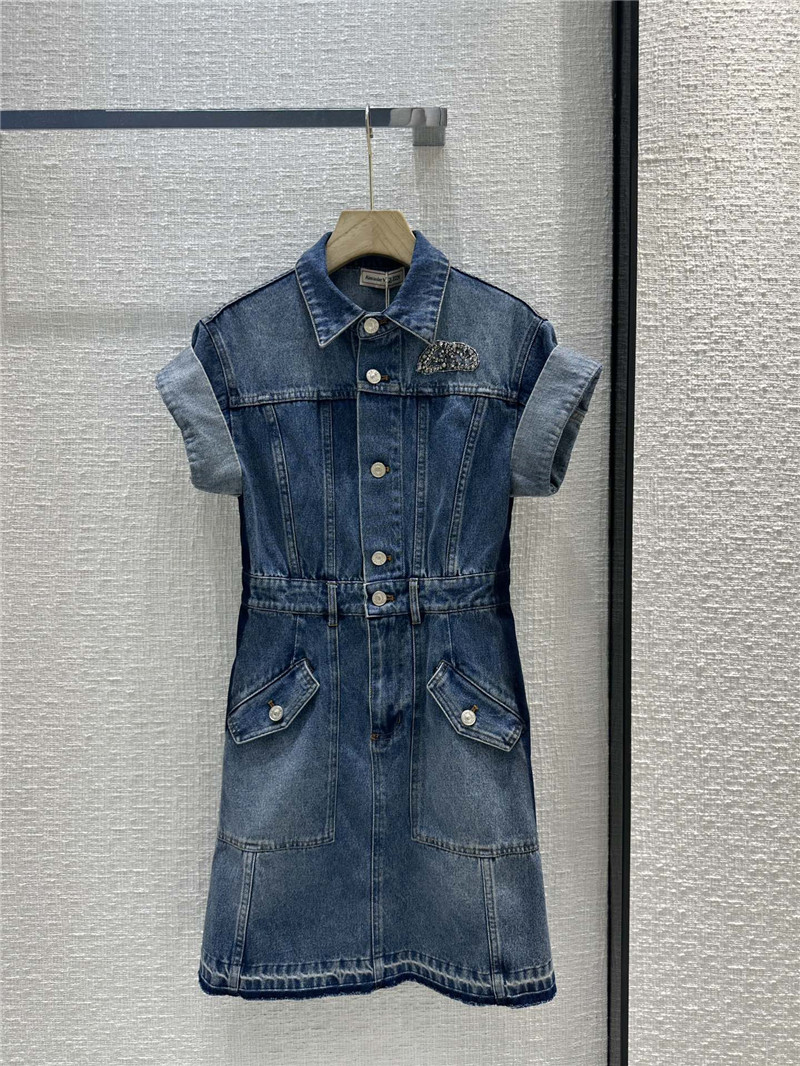 Alexander mcqueen roll sleeve denim dress replica clothing