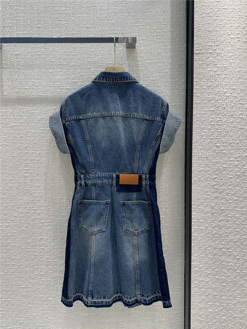 a1exa*der Mcqv*en roll sleeve denim dress replica clothing