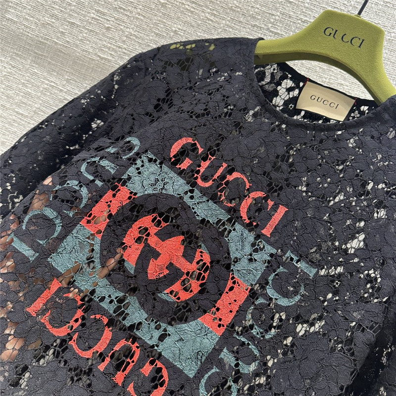 Gvc*1 zippered round neck lace short sleeve top replica clothes