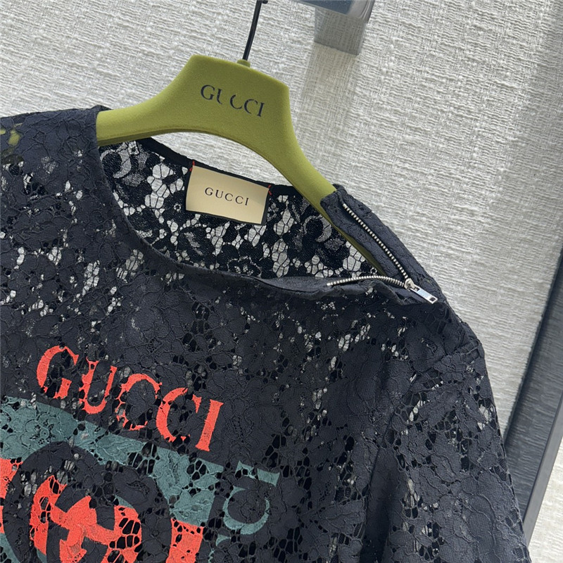 Gvc*1 zippered round neck lace short sleeve top replica clothes