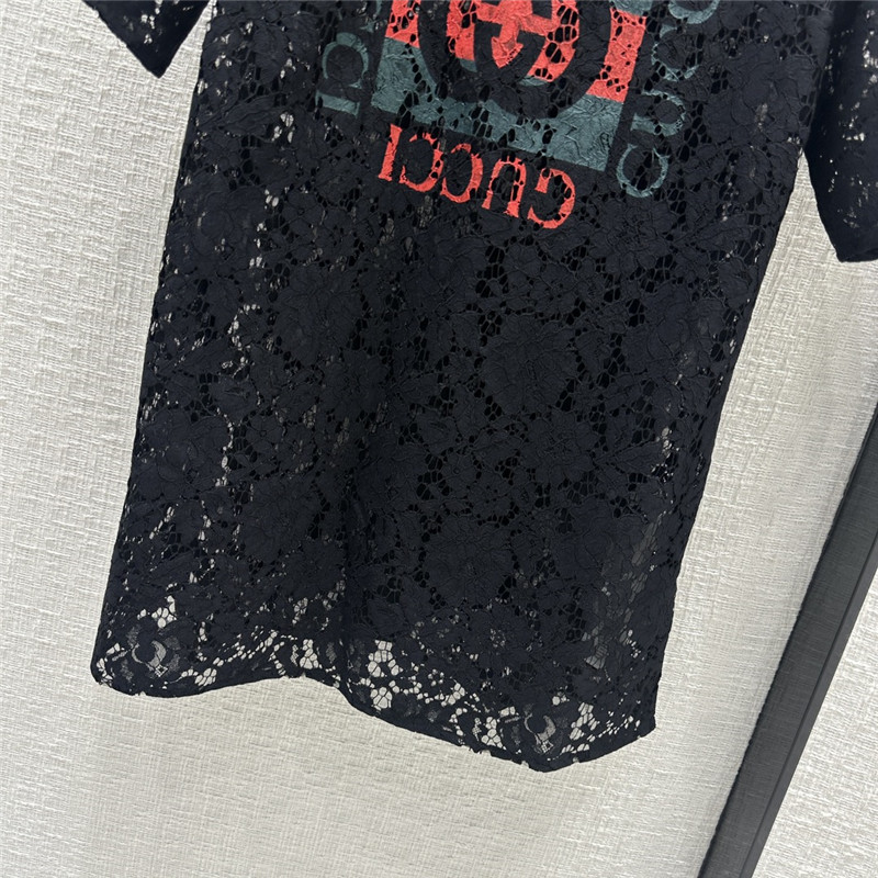 Gvc*1 zippered round neck lace short sleeve top replica clothes