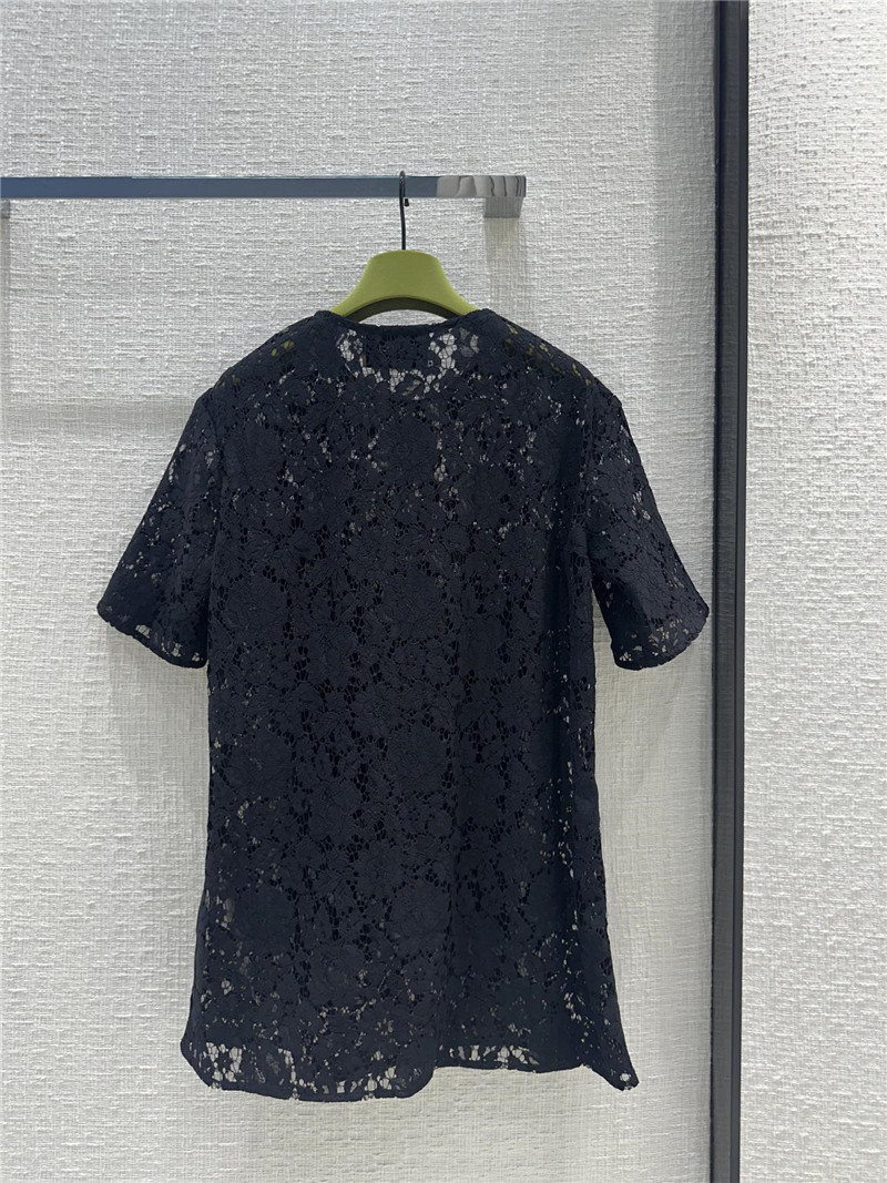 Gvc*1 zippered round neck lace short sleeve top replica clothes