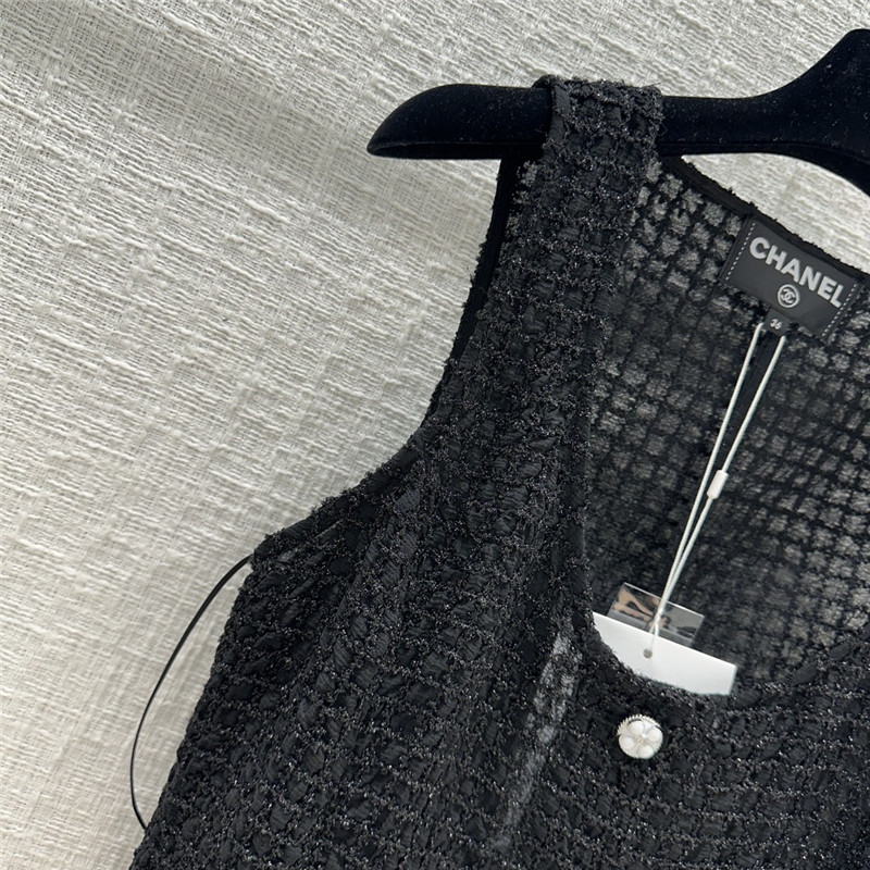 Ch**el fine plaid black vest dress replica designer clothes