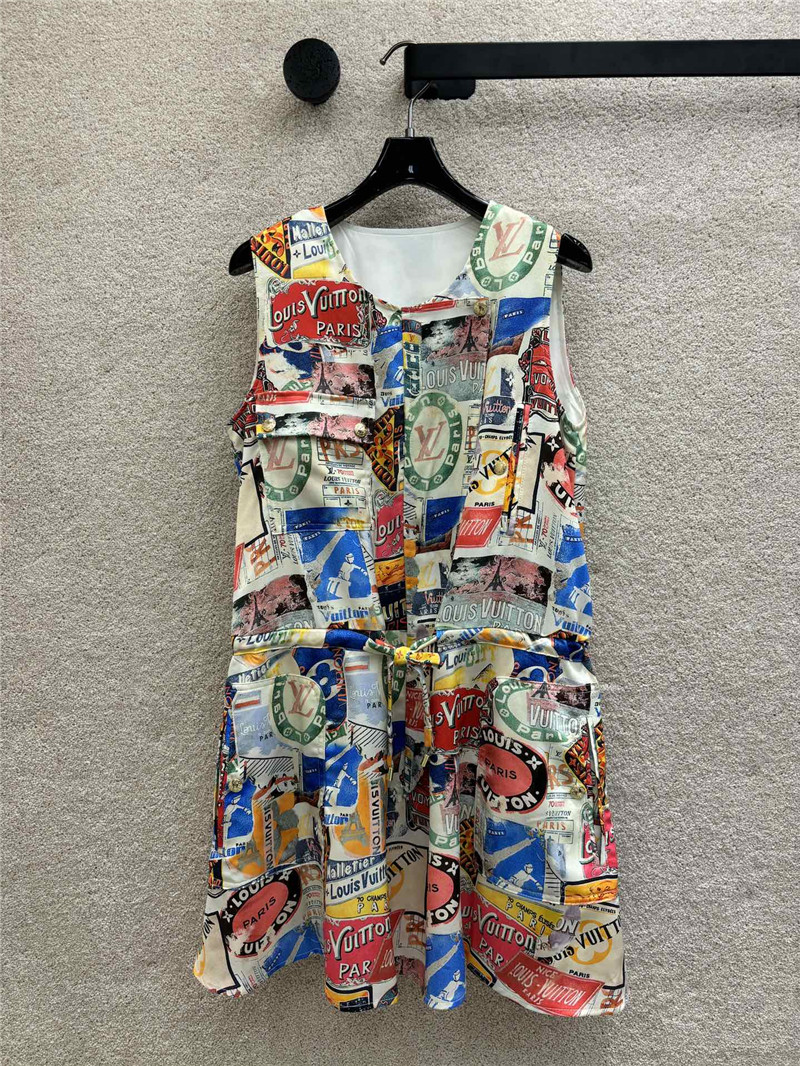 louis vuitton LV printed drawstring dress replicas clothes