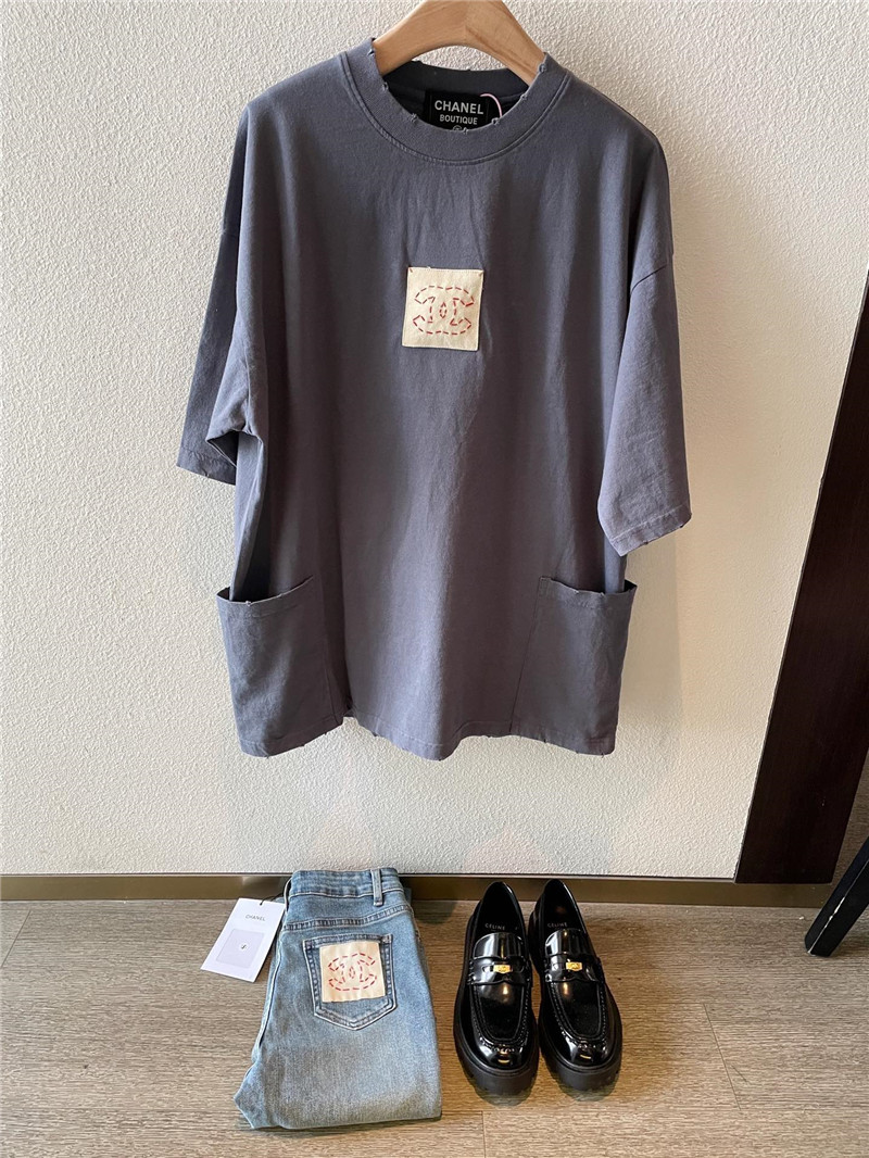 Ch**el basic large pocket short sleeve replica clothes