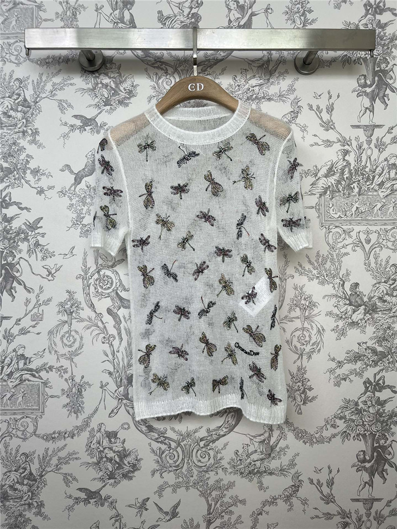 dior embroidered knitted short sleeve replicas clothes