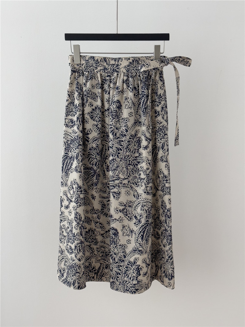 loro piana printed mulberry silk skirt