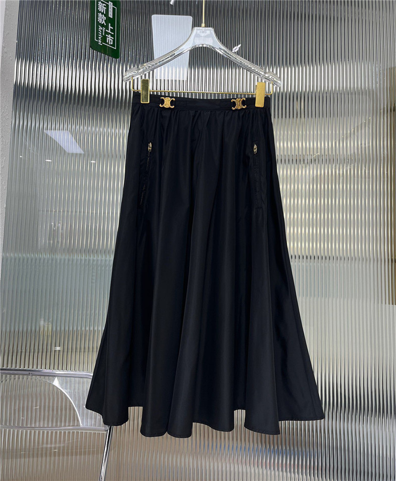 Celine Black Flared Midi Skirt