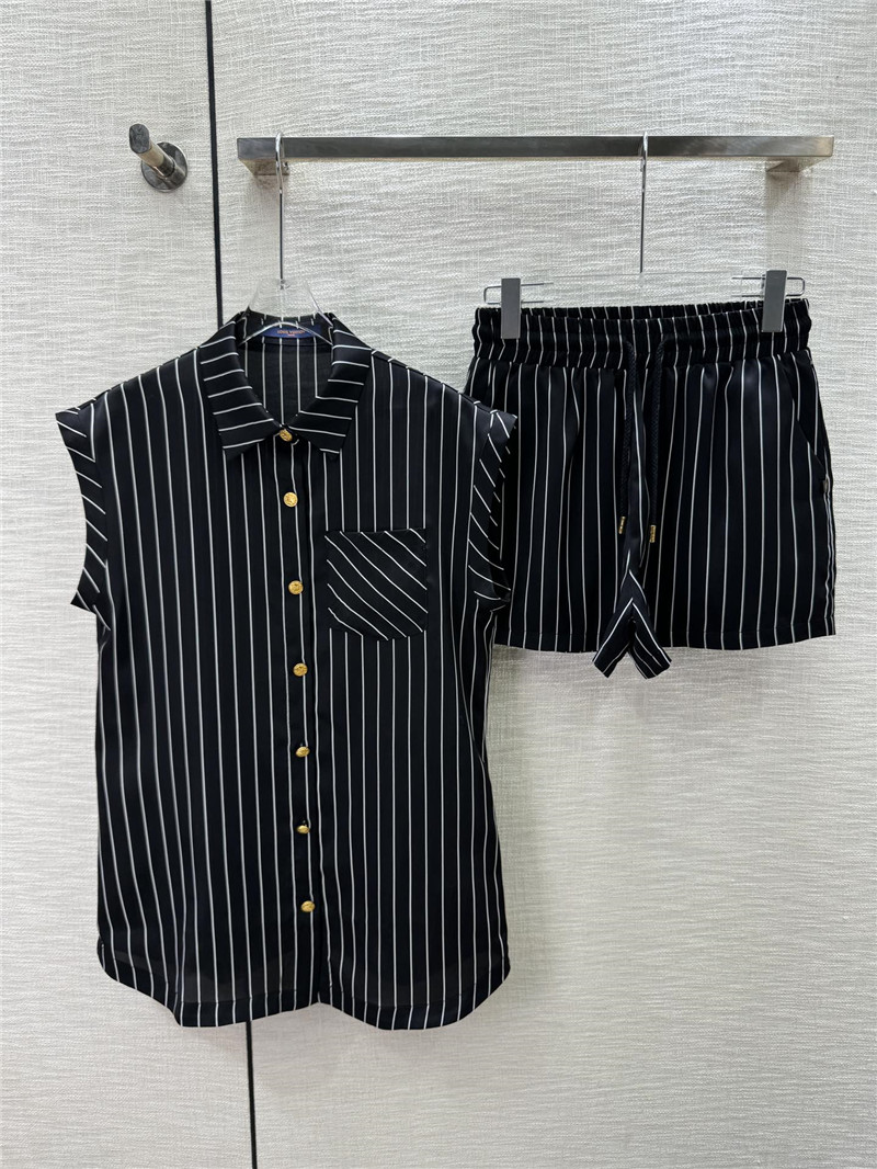 louis vuitton LV striped shirt + shorts suit replica d&g clothing