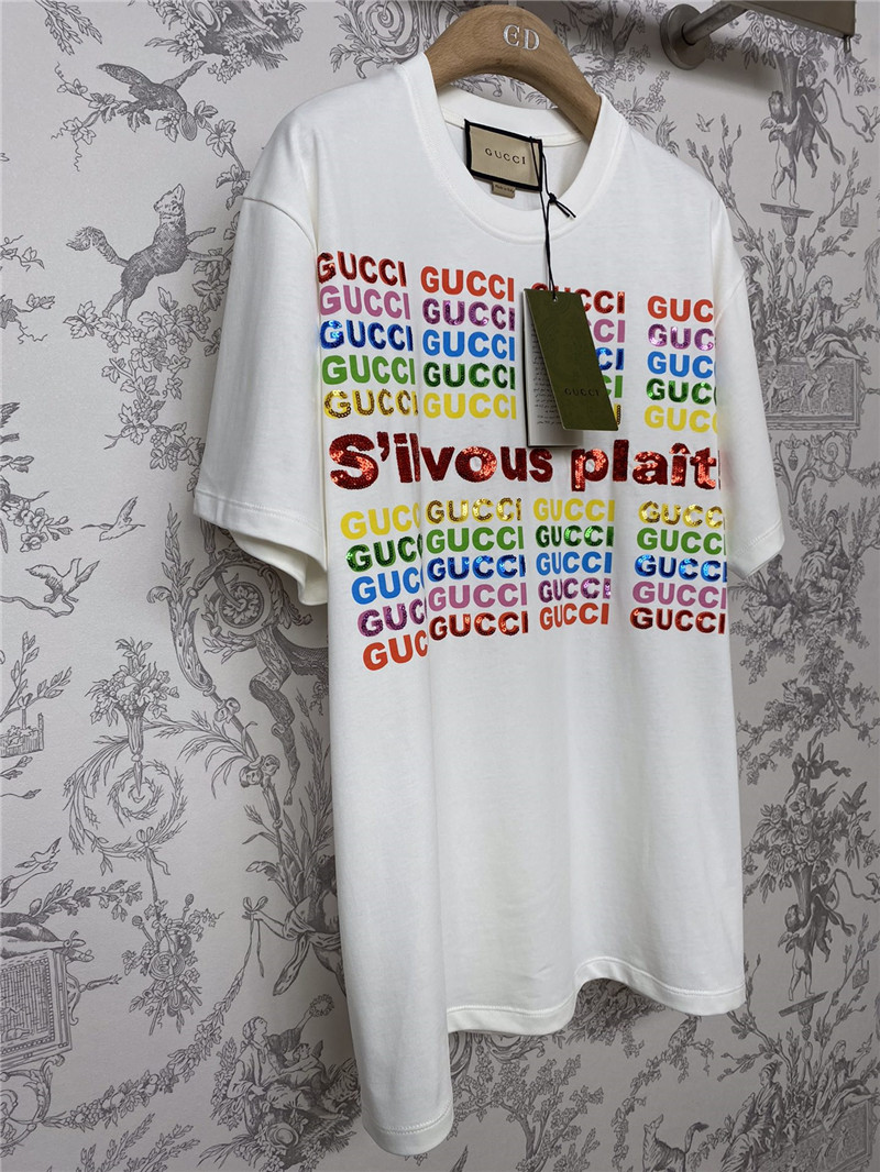 Gvc*1 sequin letter t-shirt replica clothes