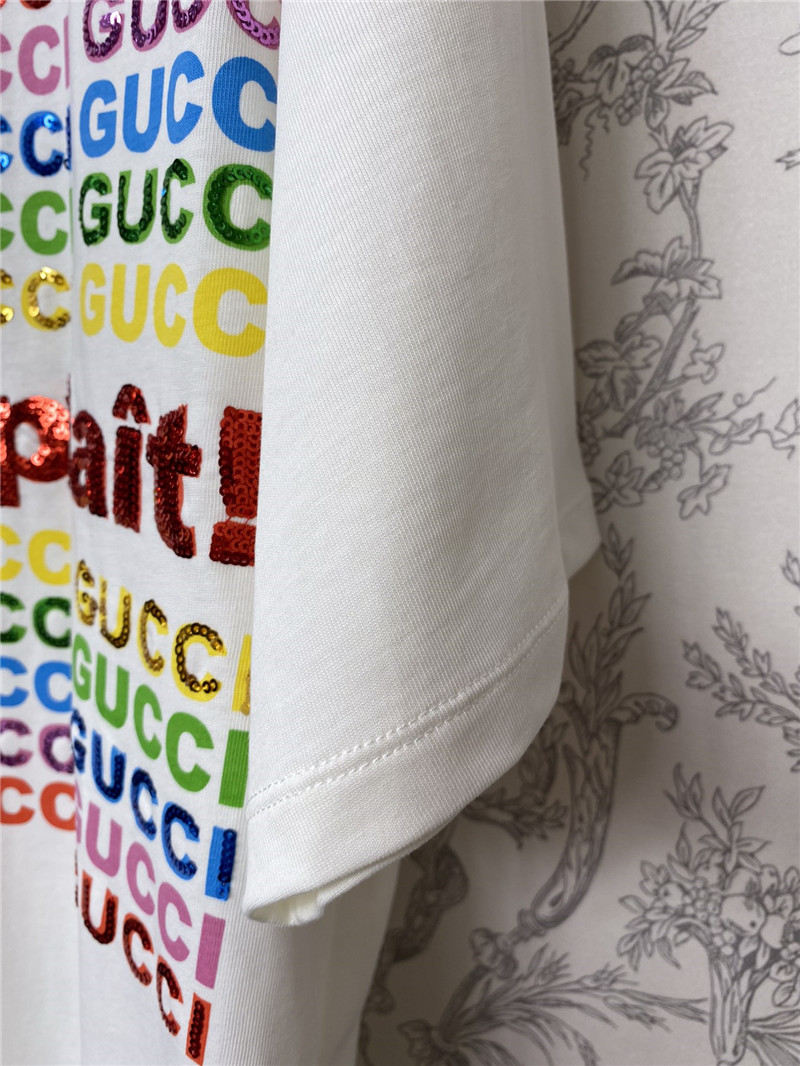 Gvc*1 sequin letter t-shirt replica clothes