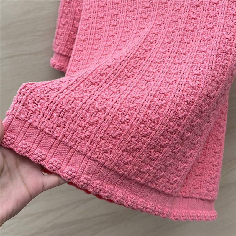 Ch**el hollow embossed braided short-sleeved top replica clothes