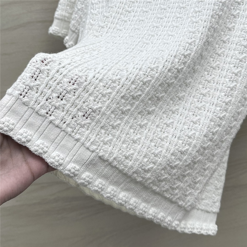 Chanel hollow embossed braided short-sleeved top replica clothes