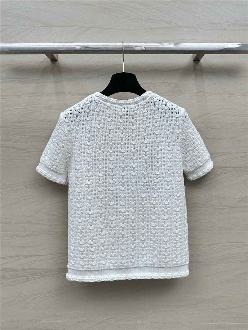 Chanel hollow embossed braided short-sleeved top replica clothes