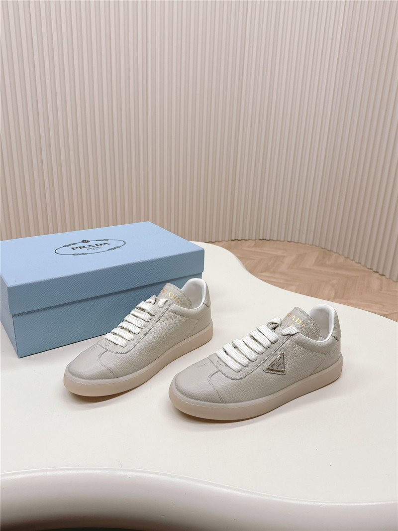 Prada Gray Leather Low-Top Sneakers for Women