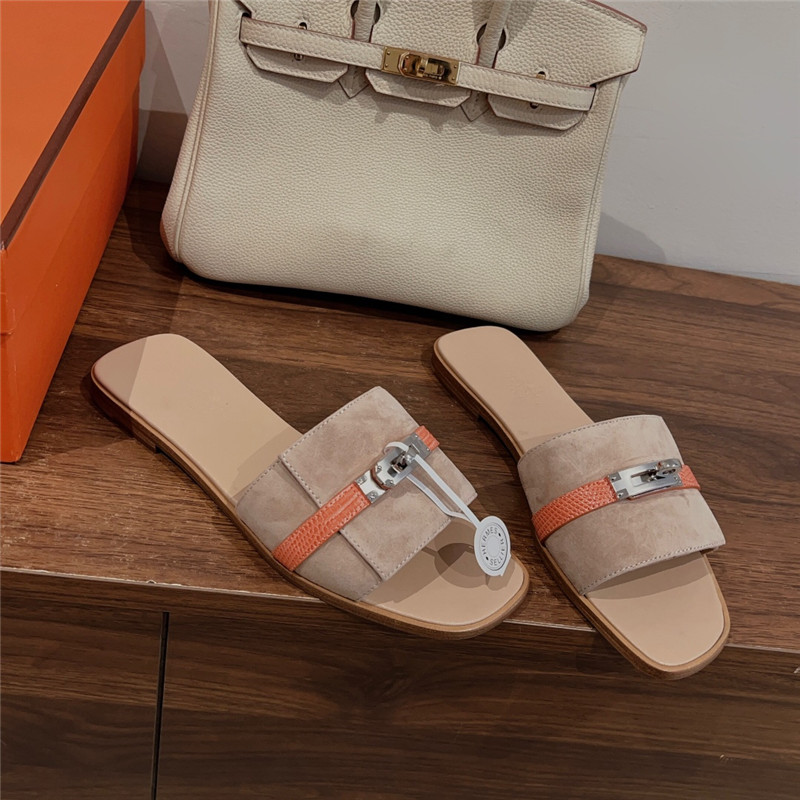 Hermes Kelly buckle slippers replica designer shoes