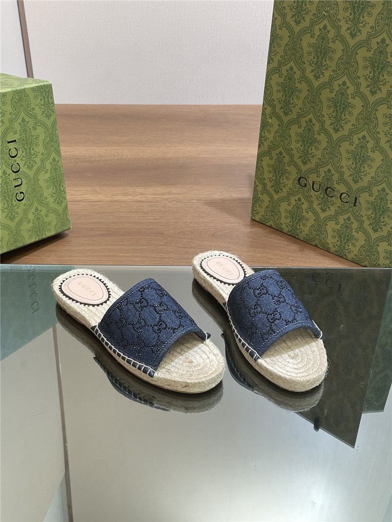 Gucci straw hemp fisherman slippers replica shoes