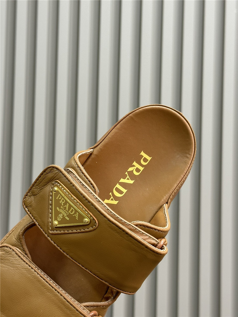 Pra*a double strap lambskin slippers replica designer shoes