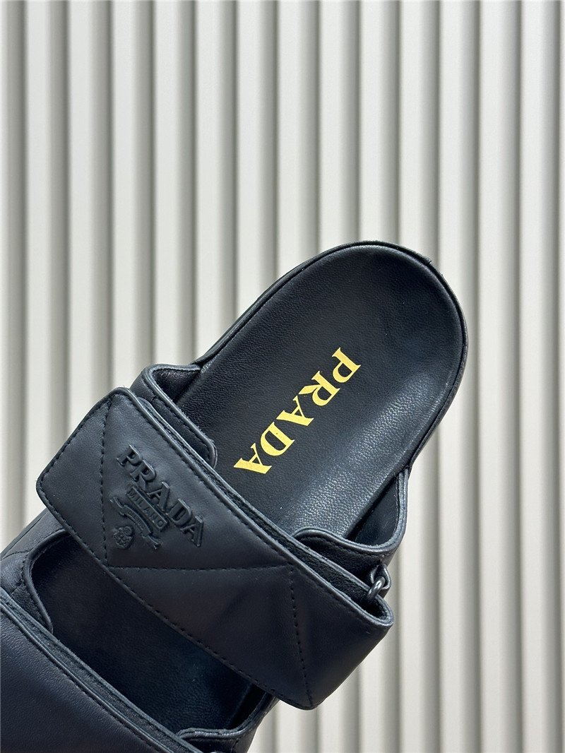 Pra*a double strap lambskin slippers replica designer shoes
