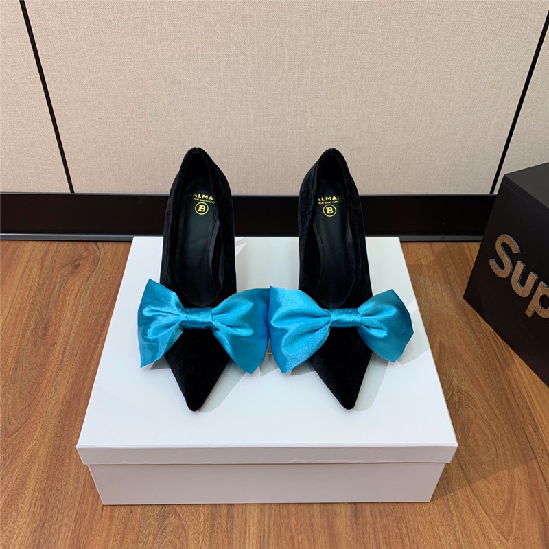 balmain bow velvet high-heeled shoes Marg*e1a replica shoes