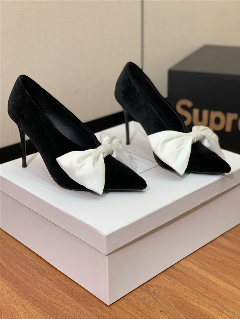 balmain bow velvet high-heeled shoes Marg*e1a replica shoes
