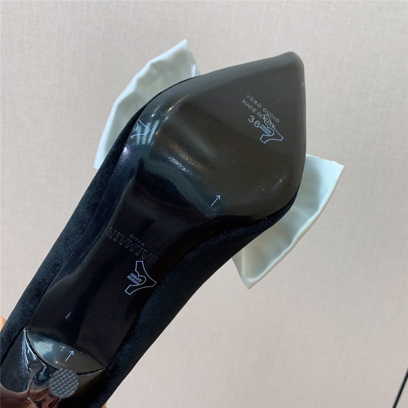 balmain bow velvet high-heeled shoes Marg*e1a replica shoes