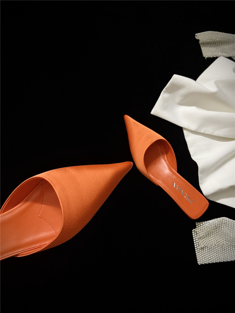 Pra*a pointed toe kitten heel slippers replica shoes