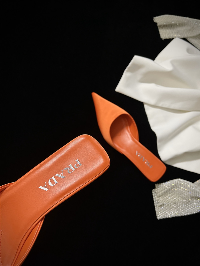 Pra*a pointed toe kitten heel slippers replica shoes