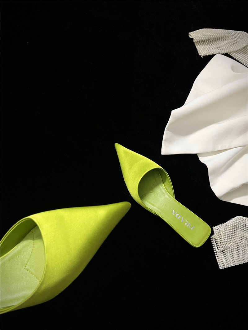 Pra*a pointed toe kitten heel slippers replica shoes