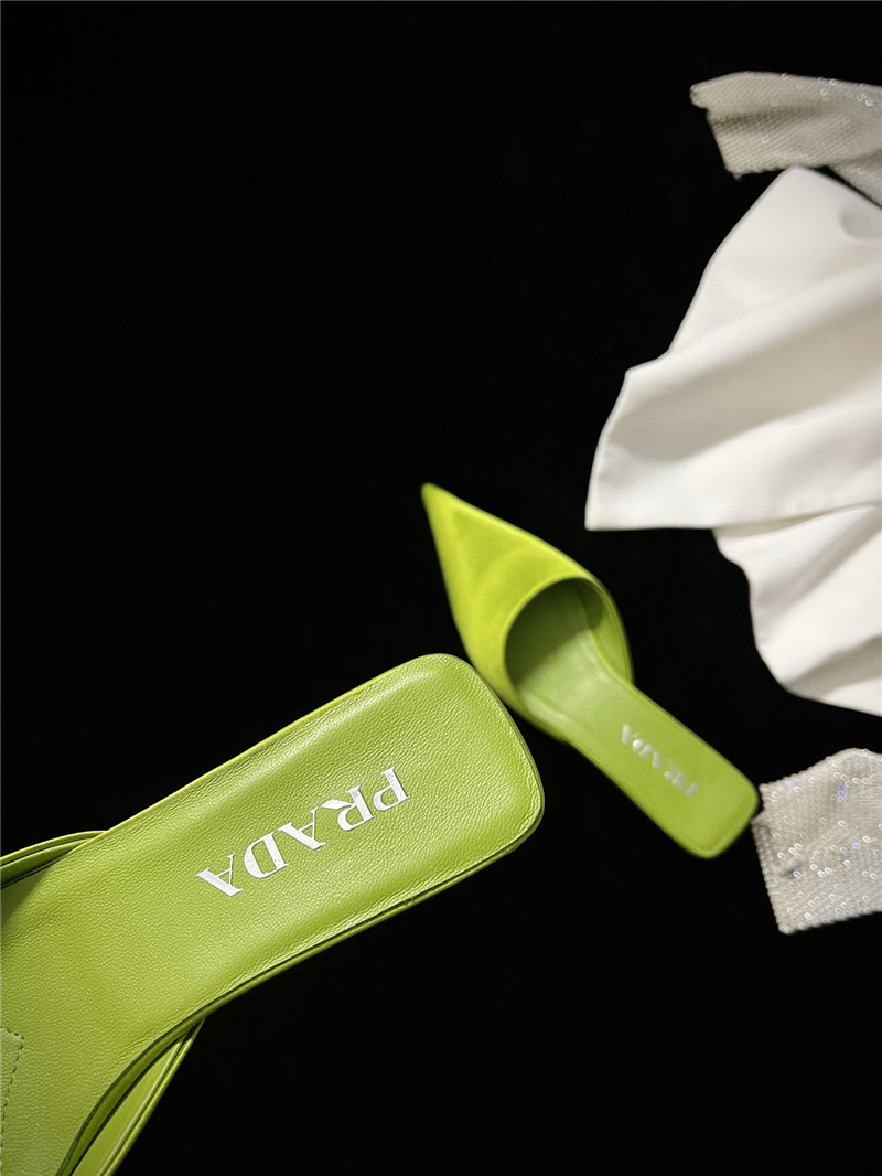 Pra*a pointed toe kitten heel slippers replica shoes