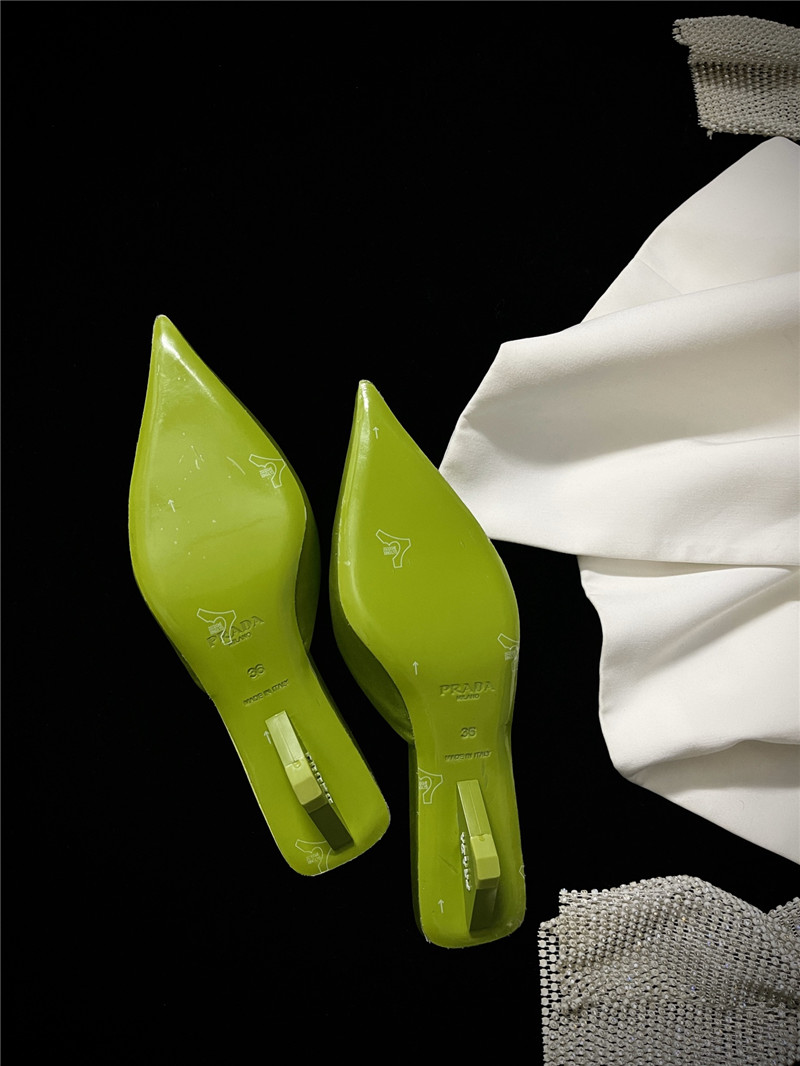 Pra*a pointed toe kitten heel slippers replica shoes