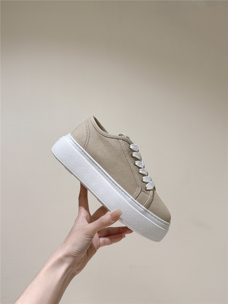 Miu Miu Platform Canvas Sneakers Brown