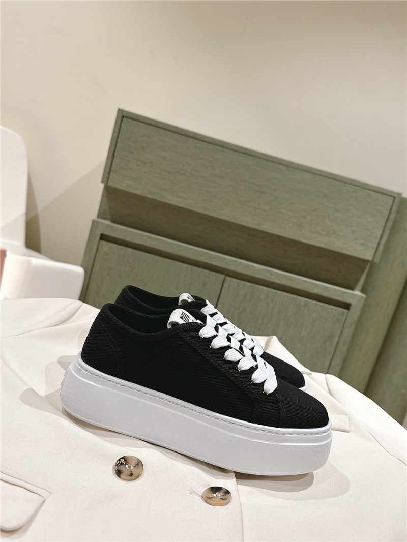 Miu Miu Platform Canvas Sneakers Black