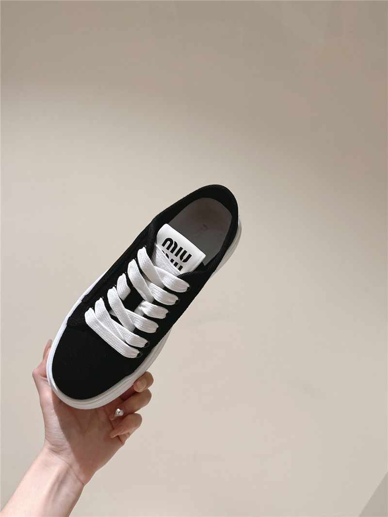 Miu Miu Platform Canvas Sneakers Black