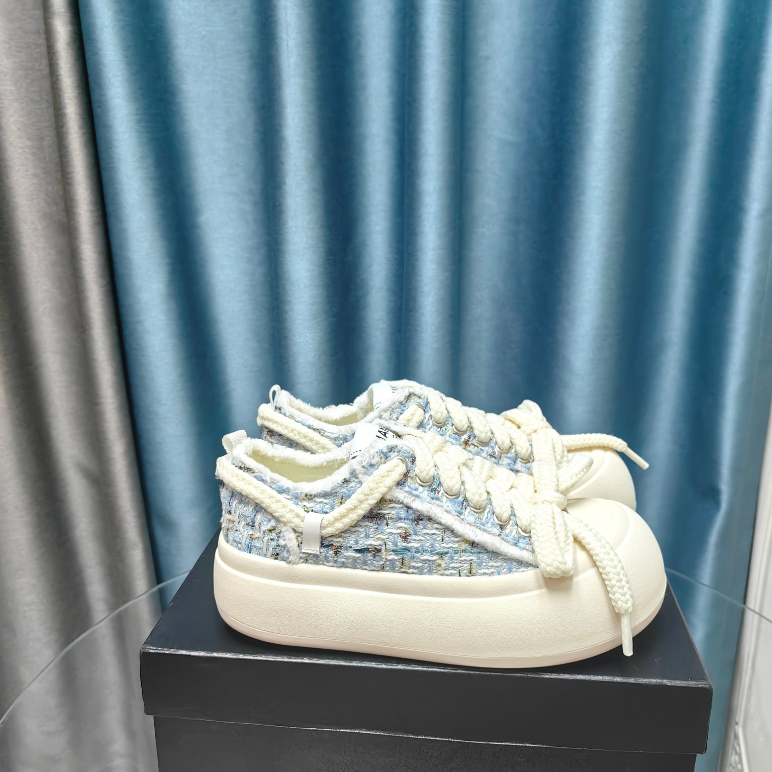 Chanel Blue Platform Canvas Sneakers