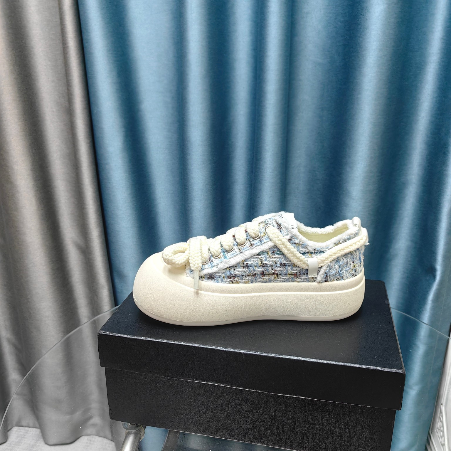 Chanel Blue Platform Canvas Sneakers
