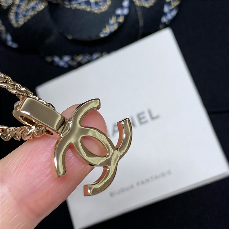 Ch**el leather chain choker double c necklace