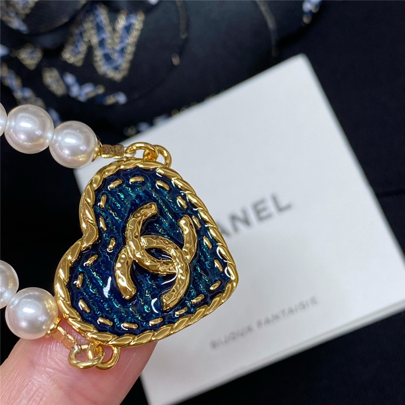 Ch**el denim love pearl chain waist chain