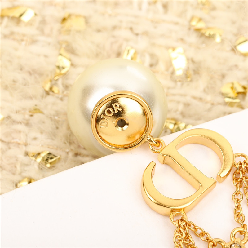 dior triple tassel double bead earrings