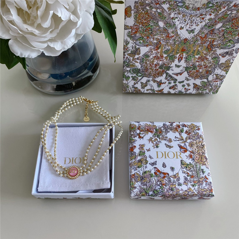 dior glass bead triple pearl choker waist chain