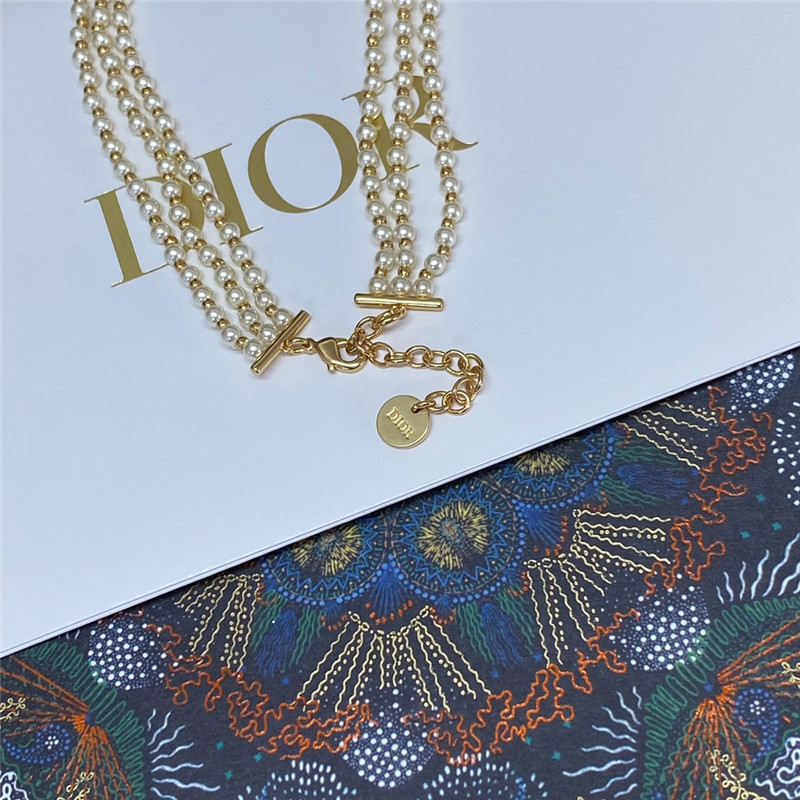 D10r glass bead triple pearl choker waist chain